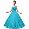 imageOne Shoulder Sequin Pageant Gowns Sparkly Ball Gown Flower Girl Dresses for Wedding Princess Kids Toddler DressAqua