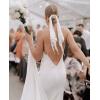 imageSimple Boho Wedding Dresses for Bride 2024 Mermaid Lace Spaghetti Straps V Neck Beach Bridal GownsAivory
