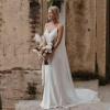 imageSimple Boho Wedding Dresses for Bride 2024 Mermaid Lace Spaghetti Straps V Neck Beach Bridal GownsAivory