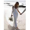 imageSimple Boho Wedding Dresses for Bride 2024 Mermaid Lace Spaghetti Straps V Neck Beach Bridal GownsAwhite