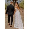 imageSimple Boho Wedding Dresses for Bride 2024 Mermaid Lace Spaghetti Straps V Neck Beach Bridal GownsBivory
