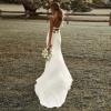 imageSimple Boho Wedding Dresses for Bride 2024 Mermaid Lace Spaghetti Straps V Neck Beach Bridal GownsCivory