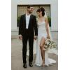 imageSimple Boho Wedding Dresses for Bride 2024 Mermaid Lace Spaghetti Straps V Neck Beach Bridal GownsCivory