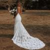 imageSimple Boho Wedding Dresses for Bride 2024 Mermaid Lace Spaghetti Straps V Neck Beach Bridal GownsDwhite