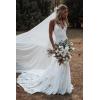 imageSimple Boho Wedding Dresses for Bride 2024 Mermaid Lace Spaghetti Straps V Neck Beach Bridal GownsDwhite