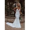 imageSimple Boho Wedding Dresses for Bride 2024 Mermaid Lace Spaghetti Straps V Neck Beach Bridal GownsDwhite