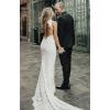 imageSimple Boho Wedding Dresses for Bride 2024 Mermaid Lace Spaghetti Straps V Neck Beach Bridal GownsEwhite
