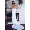 imageSimple Boho Wedding Dresses for Bride 2024 Mermaid Lace Spaghetti Straps V Neck Beach Bridal GownsEwhite