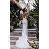 imageSimple Boho Wedding Dresses for Bride 2024 Mermaid Lace Spaghetti Straps V Neck Beach Bridal GownsFwhite