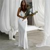 imageSimple Boho Wedding Dresses for Bride 2024 Mermaid Lace Spaghetti Straps V Neck Beach Bridal GownsHwhite