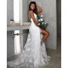 imageSimple Boho Wedding Dresses for Bride 2024 Mermaid Lace Spaghetti Straps V Neck Beach Bridal GownsIvory