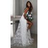imageSimple Boho Wedding Dresses for Bride 2024 Mermaid Lace Spaghetti Straps V Neck Beach Bridal GownsIvory