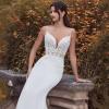 imageSimple Boho Wedding Dresses for Bride 2024 Mermaid Lace Spaghetti Straps V Neck Beach Bridal GownsJivory