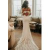 imageSimple Boho Wedding Dresses for Bride 2024 Mermaid Lace Spaghetti Straps V Neck Beach Bridal GownsLivory