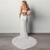 imageSimple Boho Wedding Dresses for Bride 2024 Mermaid Lace Spaghetti Straps V Neck Beach Bridal GownsLwhite