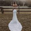 imageSimple Boho Wedding Dresses for Bride 2024 Mermaid Lace Spaghetti Straps V Neck Beach Bridal GownsLwhite