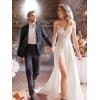 imageSimple Boho Wedding Dresses for Bride 2024 Mermaid Lace Spaghetti Straps V Neck Beach Bridal GownsMwhite