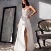 imageSimple Boho Wedding Dresses for Bride 2024 Mermaid Lace Spaghetti Straps V Neck Beach Bridal GownsQivory