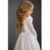 imageTulle First Communion Dress Long Sleeve Glitter Flower Girl Dress Puffy Ball Pageant GownDesert Rose