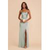 imageWomens Spaghetti Straps Bridesmaid Dresses Long with Slit Cowl Neck Mermaid Pleated Formal Evening DressesDusty Pink