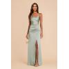 imageWomens Spaghetti Straps Bridesmaid Dresses Long with Slit Cowl Neck Mermaid Pleated Formal Evening DressesDusty Pink
