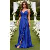 imagehomdor Satin Bridesmaid Dresses Spaghetti Straps V Neck Ruffle Formal Evening GownAqua