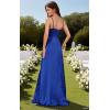 imagehomdor Satin Bridesmaid Dresses Spaghetti Straps V Neck Ruffle Formal Evening GownAqua