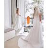 imagehomdor Strapless Prom Dresses Long Ball Gown Satin Wedding Dress for Bride A Line Formal Evening Party Gowns with SlitWhite