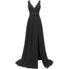 imageLace Appliques Chiffon Bridesmaid Dresses 2025 Long Beaded Prom Dress A Line Formal Party Evening Gowns with Slit for WomenBlack