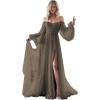 imageLong Sleeve Wedding Dress Plus Size Prom Dress 2024 Tulle Ball Gown Princess Formal Evening Gowns for WomenTaupe