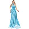 imageOne Shoulder Prom Dresses 2025 Long Satin Ball Gown Pleated Mermaid Formal Evening Gowns for WomenAqua