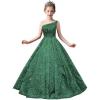 imageOne Shoulder Sequin Pageant Gowns Sparkly Ball Gown Flower Girl Dresses for Wedding Princess Kids Toddler DressEmerald Green