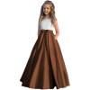 imageSatin Flower Girl Dress First Communion Dress Kids Wedding Ball Gowns Princess Party Girls Pageant DressBrown