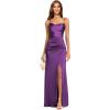 imageWomens Spaghetti Straps Bridesmaid Dresses Long with Slit Cowl Neck Mermaid Pleated Formal Evening DressesGrape