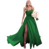 imagehomdor Strapless Prom Dresses Long Ball Gown Satin Wedding Dress for Bride A Line Formal Evening Party Gowns with SlitGreen