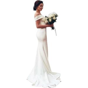 imageLong Sleeve Wedding Dresses for Bride Simple Satin Wedding Gown Lace Appliques Tulle Country Wedding Dress Bride GownIvorystyle14