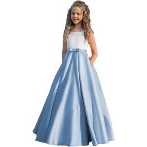 imageSatin Flower Girl Dress First Communion Dress Kids Wedding Ball Gowns Princess Party Girls Pageant DressDusty Blue
