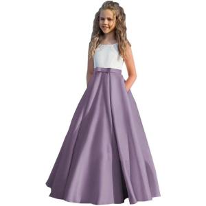 imageSatin Flower Girl Dress First Communion Dress Kids Wedding Ball Gowns Princess Party Girls Pageant DressWisteria