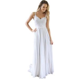 imageSimple Boho Wedding Dresses for Bride 2024 Mermaid Lace Spaghetti Straps V Neck Beach Bridal GownsOwhite