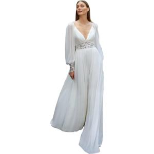 imageSimple Boho Wedding Dresses for Bride 2024 Mermaid Lace Spaghetti Straps V Neck Beach Bridal GownsSwhite