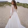 imageLong Sleeve Tulle Prom Dresses Long Lace Applique Ball Gown 2025 A Line Wedding Evening Party GownsSage