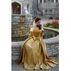 imageOff Shoulder Satin Prom Dresses Ball Gown Plus Size Formal Dresses for Women Wedding Dress with SlitWine Red
