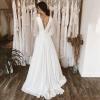 imageSplit Chiffon V Neck Long Sleeve Prom Dresses Formal Dress for Women ALine Pleated Maxi GownEmerald Green