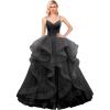 imageLayered Tulle Prom Dresses Long Glitter Ball Gown ALine Formal Evening Gown Sparkly Pageant Dress for WomenBlack