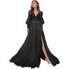 imageLong Sleeve Tulle Prom Dresses Long Lace Applique Ball Gown 2025 A Line Wedding Evening Party GownsBlack