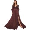imageLong Sleeve Tulle Prom Dresses Long Lace Applique Ball Gown 2025 A Line Wedding Evening Party GownsBurgundy