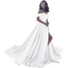 imageOff Shoulder Satin Prom Dresses Ball Gown Plus Size Formal Dresses for Women Wedding Dress with SlitWhite