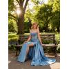 image:imageSatin Beaded Prom Dresses Long for Women Mermaid Pleated Formal Dresses with Slit Spaghetti Straps Evening Gowns with TailRed