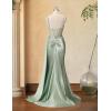 image:imageSatin Crystal Prom Dresses 2026 Long Mermaid Beaded Formal Dresses Corset Pleated Evening Dress with SlitBlack