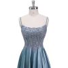image:imagehomdor Beaded Satin Prom Dresses 2026 A Line Formal Dresses for Women Lace Applique Corset Evening GownWhite